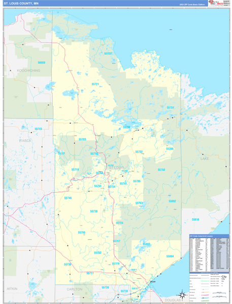 St. Louis County Wall Map Basic Style